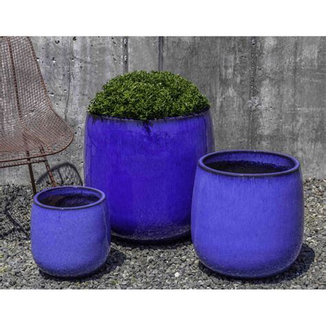 Modern Ceramic Potrero Planter Riviera Blue Kinsey Garden Decor