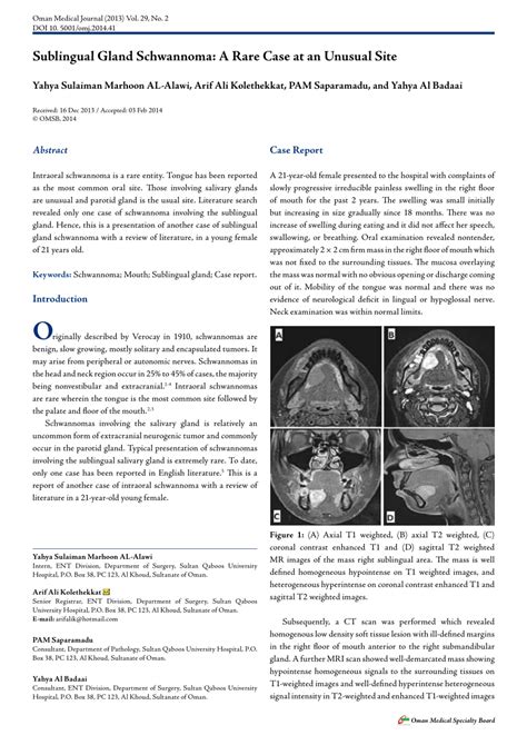 Pdf Sublingual Gland Schwannoma A Rare Case At An Unusual Site