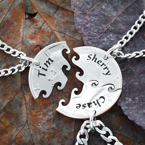 3 Best Friend Necklace Custom Name Necklaces Interlocking Puzzle Jew