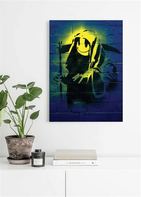 Banksy Grin Reaper Deep Framed Canvas Wall Art Picture Print Green