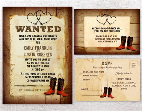 Western Wedding Invitations Rustic Wedding Invitation Cowboy Etsy