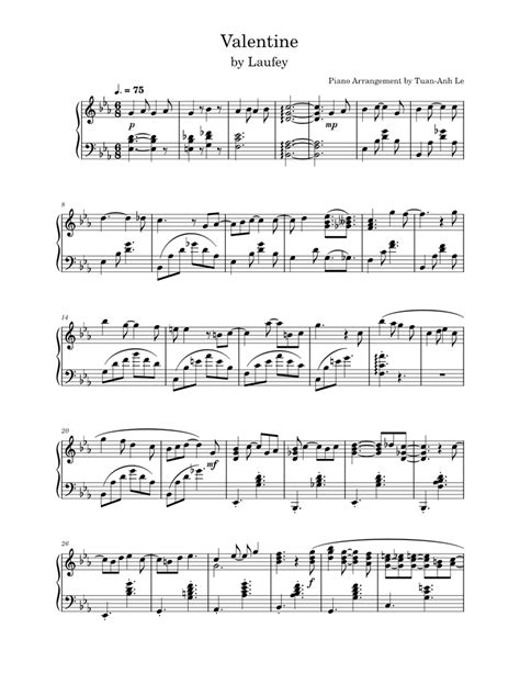 Valentine Laufey Arrangement For Solo Piano Sheet Music For Piano