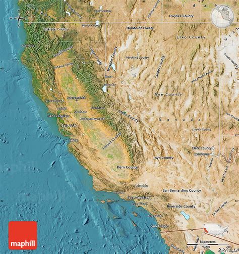 Satellite Map Of California