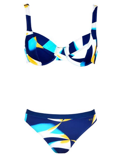 Naturana Naturana Blue Abstract Print Wired Bikini Set Size 10