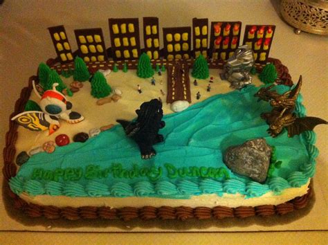 Godzilla Cake Little Man Birthday 9th Birthday Birthday Cakes