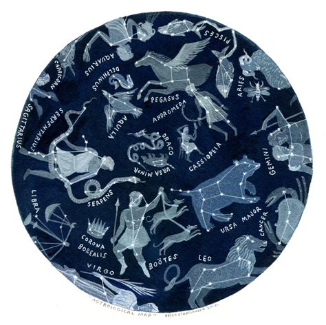 Astrological Map Etsy Aries And Sagittarius Star Constellations