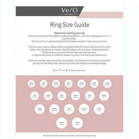 Printable Ring Sizer Find Your Ring Size Etsy Printable Ring Sizer