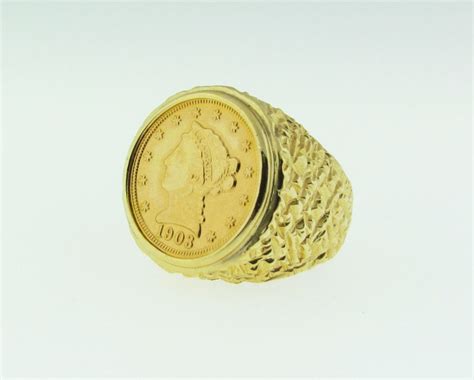 1903 Quarter Eagle Gold Coin Ring 14 K Gold Etsy