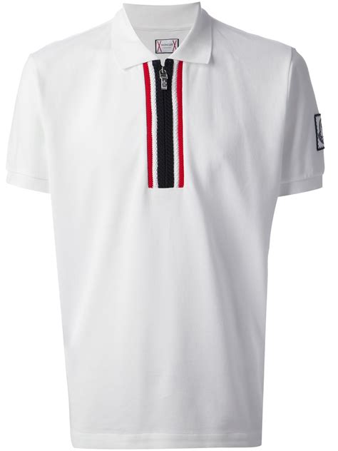 Lyst Moncler Gamme Bleu Zip Front Polo Shirt In White For Men