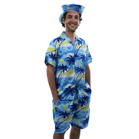 Hawaiian Shirt Shorts And Hat Set For Fancy Dress Costume
