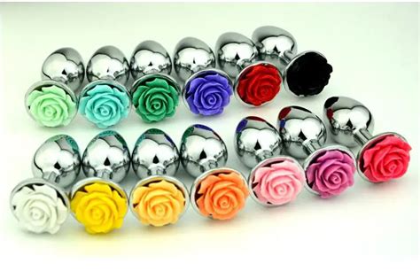 2018 Attractive Unisex 3 Size 3d Rose Flower Metal Anal Plug Butt Beads
