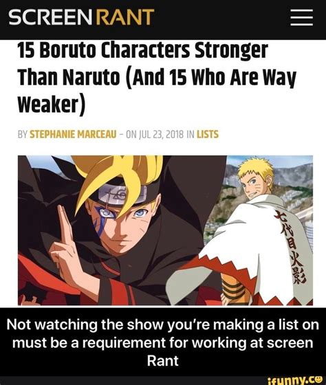 Screen Rant 15 Boruto Characters Stronger Than Naruto And 15 Who Are