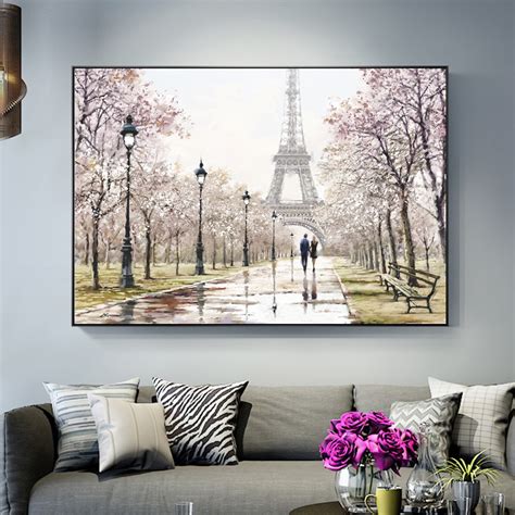 Romantic Paris Tower Wall Art Canvas Paintings On The Wall Lover In