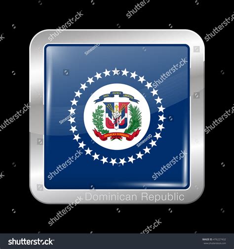 Flag Dominican Republic Metal Icon Square Stock Vector Royalty Free
