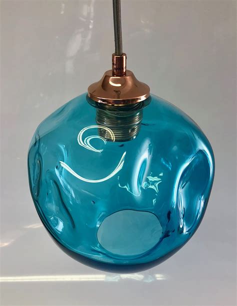 Wobbly Glass Pendant In Denim Blue By Rothschild And Bickers Glass