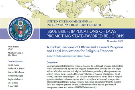 Uscirf Releases Report On Religious Freedom Implications Of Official And Favored Religions Uscirf