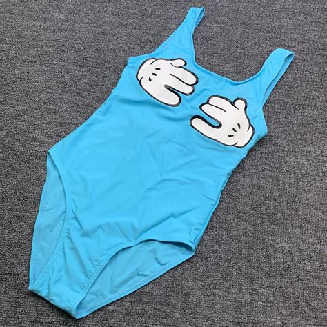 Funny One Piece Women Beachwear Bathing Suit 2019 Blue Sexy Cute