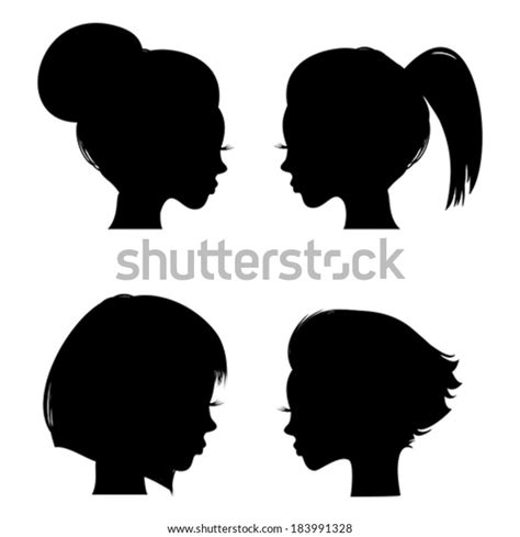 Woman Hairstyle Silhouettes Stock Vector Royalty Free 183991328