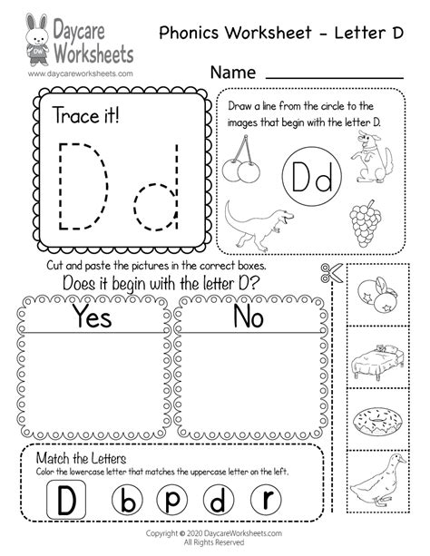 16 Kindergarten Letter D Phonics Worksheets Images