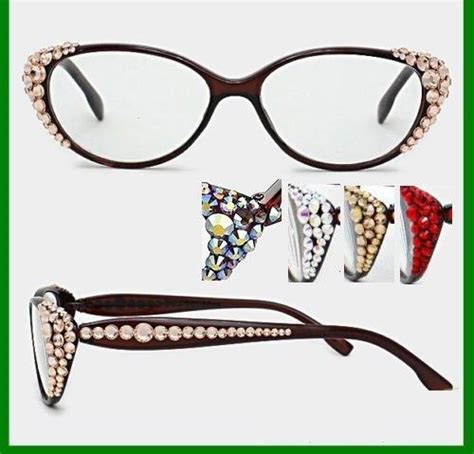 crystal rhinestone oval cat eye reading glasses optical lens bling retro popular ebay