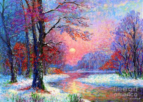 Winter Nightfall Snow Scene Painting By Jane Small