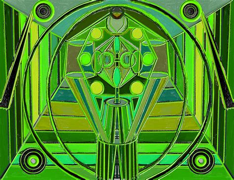 Abstract Robot In Green And Drawing By Steve Carpentier Pixels