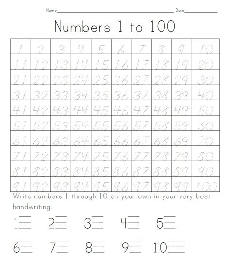 Practice Writing Numbers 1 100 Crystal Hoffman Handwriting Writing