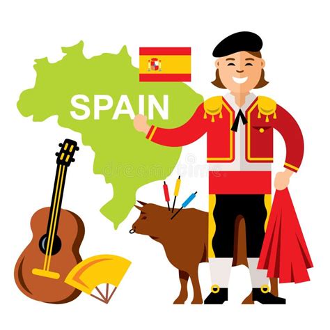 Espanha Do Conceito Do Curso Do Vetor Ilustração Colorida Dos Desenhos