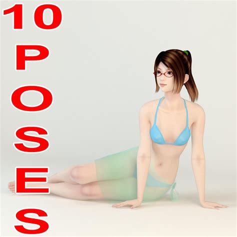 10 Poses Of Natsumi In Bikini 3d Model Cgtrader