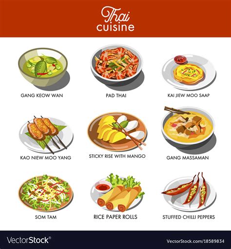 Thai Cuisine Food And Traditional Dishes Vector Image Hot Sex Picture