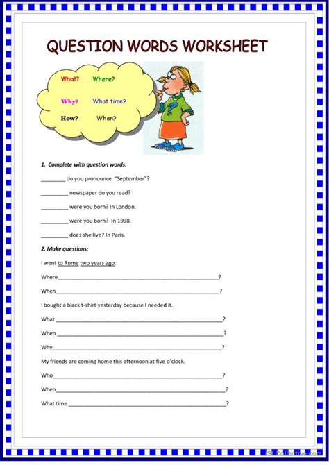 Question Words Worksheet English Esl Worksheets Pdf And Doc