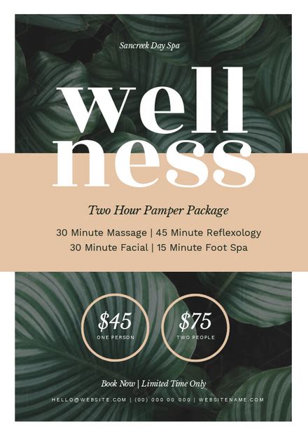 Nude And Natural Spa Package Flyer Template A Portrait Document Easil