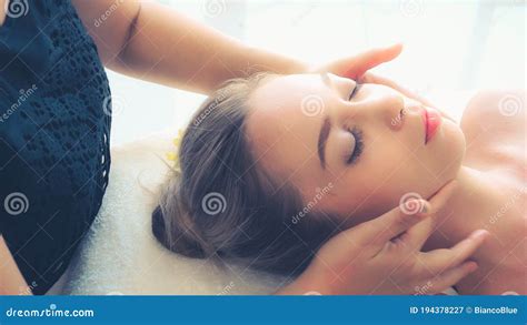 Woman Gets Facial And Head Massage In Luxury Spa Stock Image Image Of Girl Rejuvenation