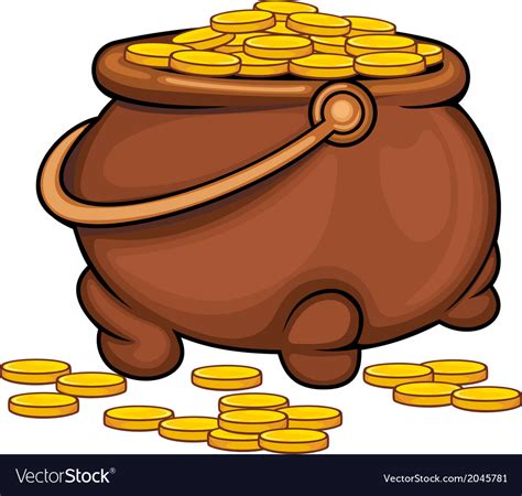 Pot With Gold Coins Royalty Free Vector Image Vectorstock