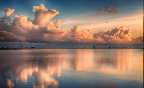 Wallpaper Sunlight Landscape Birds Sunset Sea Lake Nature Reflection Clouds Beach