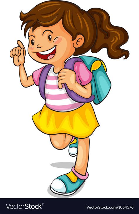 A Girl With School Bag Royalty Free Vector Image