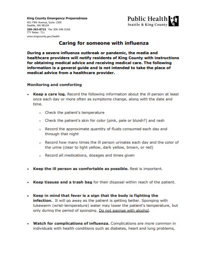 Caring For Someone With Influenza Save The Childrens Resource Centre