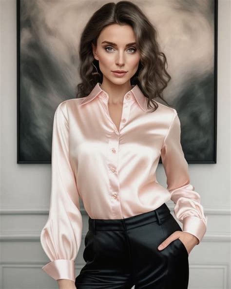 Pin On Pink Red Satin Blouse