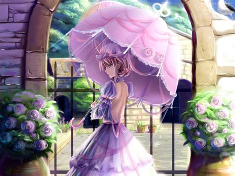 Dziewczyna Różowy Parasol Yakumo Anime Anime Images