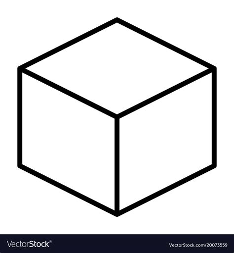 Cube Line Icon Simple Minimal 96x96 Pictograph Vector Image