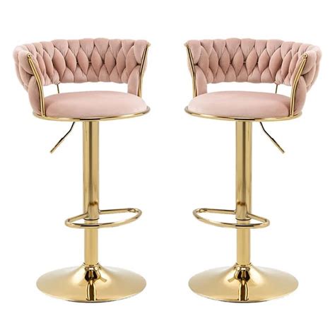 Set Of 2 Velvet Swivel Luxury Bar Stools Hz882 Buy Online In South