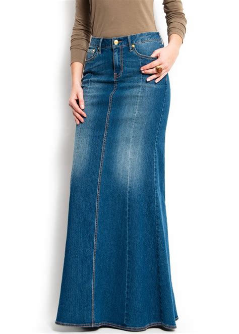 A Line Shaped Maxi Skirt Women Mango Long Denim Skirt Long Jean