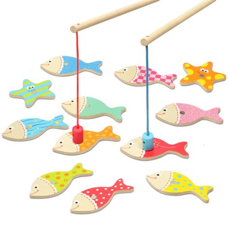 Wooden And Handcrafted Toys Magnetic Fishing Game