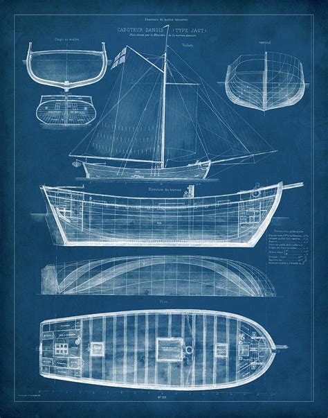 Antique Ship Blueprint Ii 1 Painting By Vision Studio Pixels
