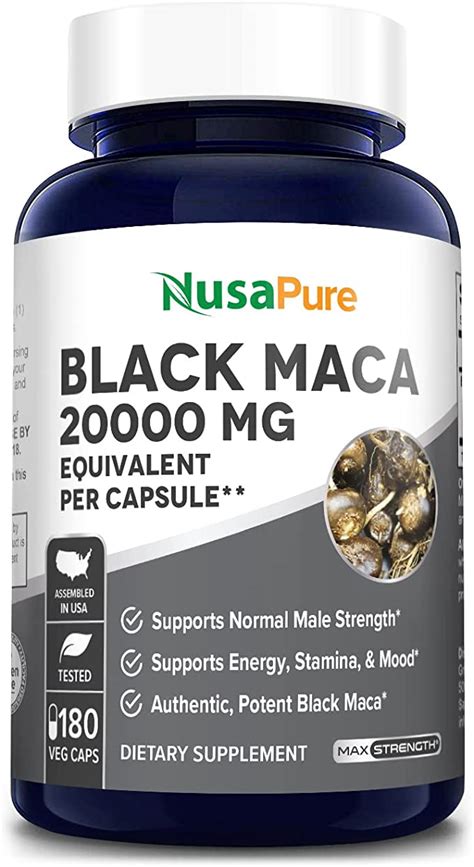 Best Black Maca Root 1600mg 200 Capsules Non Gmo And Gluten Free Max Strength Maca Root