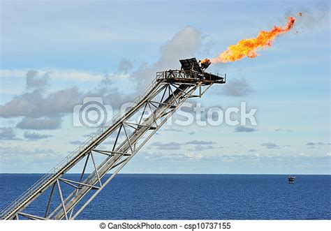 Stock Images Of Flare Boom Nozzle Flare Boom At Offshore Oil Platform