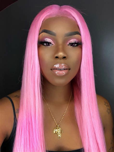 Pin By Dejacherellexo🦋 On H Hair Color Pink Bubblegum Pink Hair Human Hair Lace Wigs
