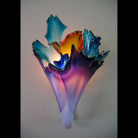 Hand Crafted Blown Glass Sconce By Ethel A Furman And Associates
