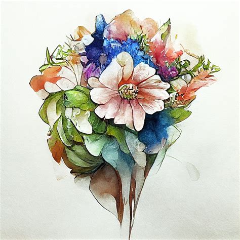 Download Flowers Bouquet Watercolor Painting Royalty Free Stock