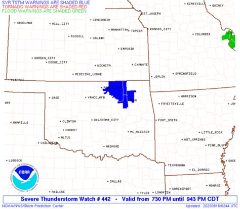 According to an nws official, the thunderstorm that indicated favorable tornado conditions appeared on radar and then dissipated shortly after. Storm Prediction Center Severe Thunderstorm Watch 442